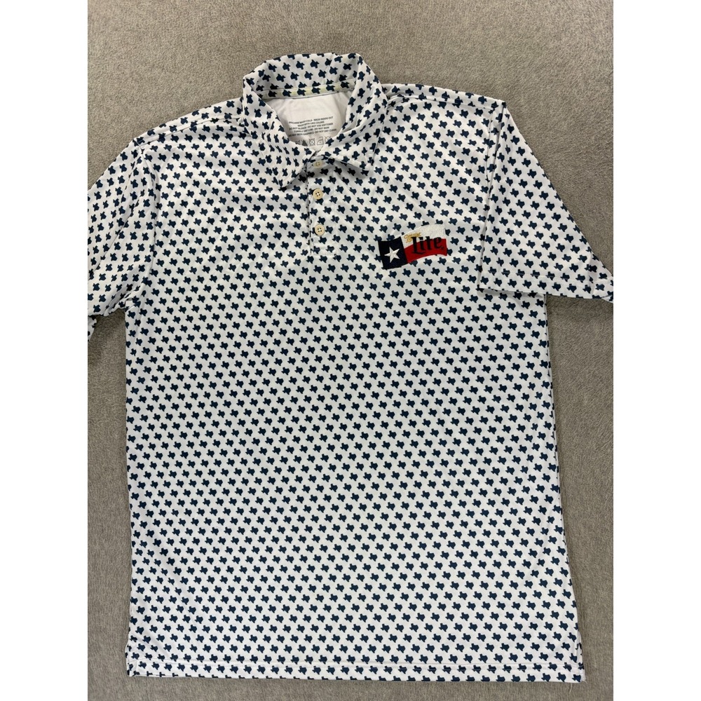 Miller Lite Geometric Design Performance S/S Stitched Polo Shirt (Men's Large)